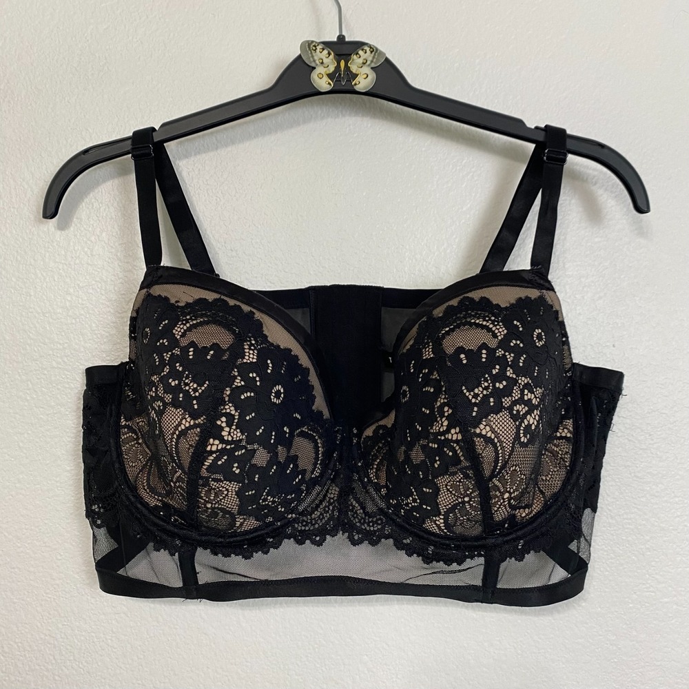 Torrid‎ Black Lace Corset Bra Longline Underwire Balconette Plus Size 3